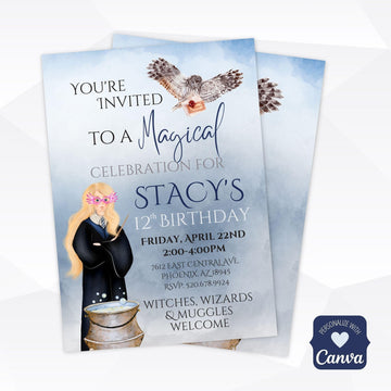 magic themed birthday invitation template